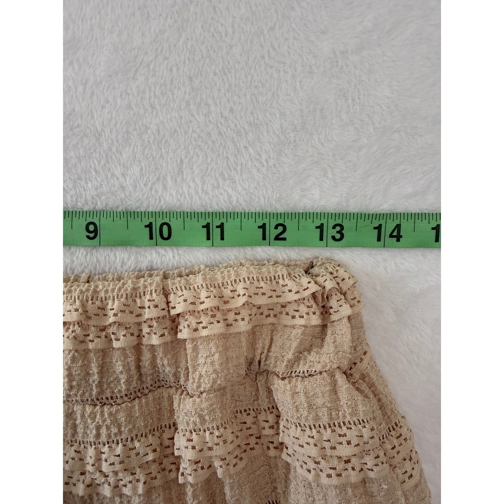 Tiered Lace Skort Women Coquette Boho Ruffle Beige Small - Picture 4 of 5